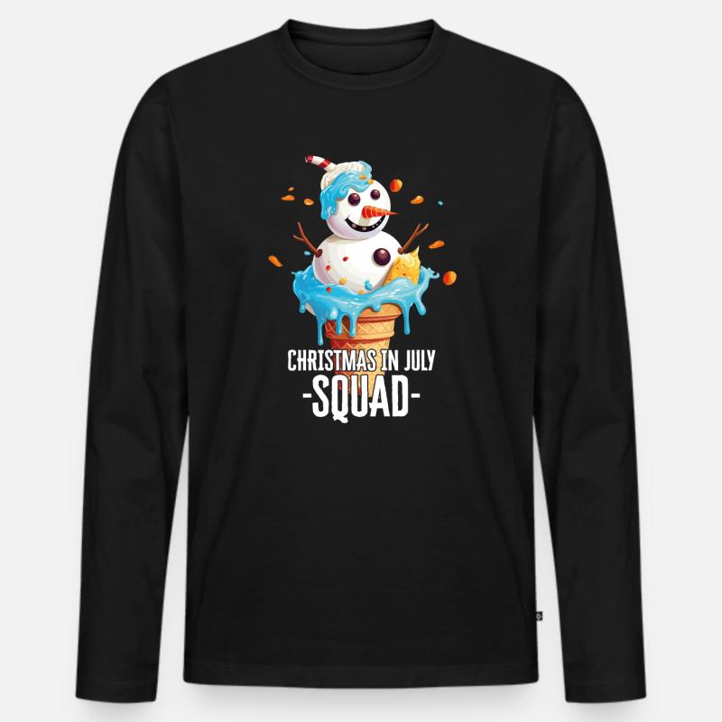 Weihnachten im Juli Schneemann-Eiscreme - Männer Premium Bio Langarmshirt - Schwarz