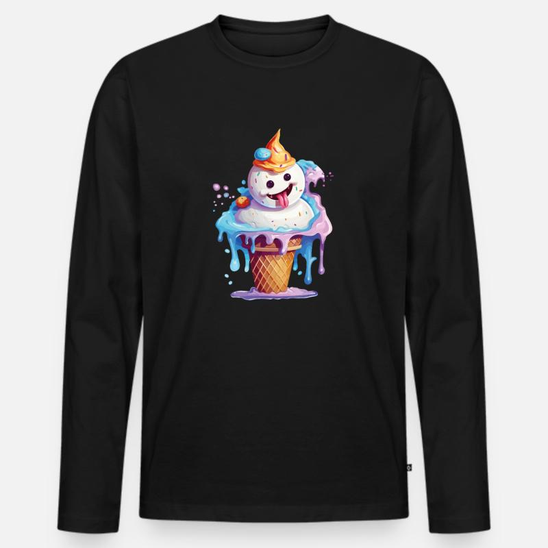 Weihnachten im Juli Schneemann Eiscreme Eis - Männer Premium Bio Langarmshirt - Schwarz