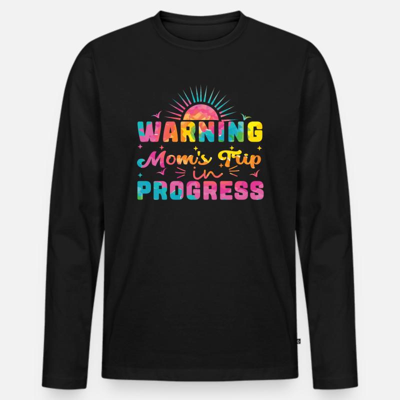 Warning moms Trip In Progress - Männer Premium Bio Langarmshirt - Schwarz