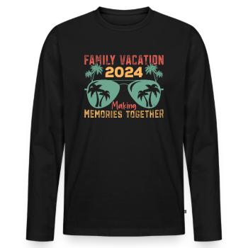Vacances d’été Vacances en famille - T-shirt manches longues Premium bio Homme - noir - Devant - Nico (187cm)