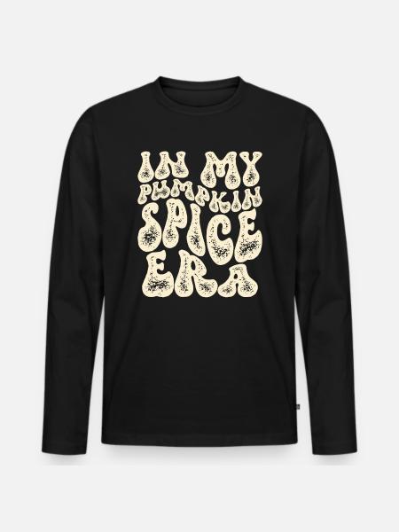 Groovy In Meiner Kürbisgewürz-ära - Männer Premium Bio Langarmshirt - Schwarz