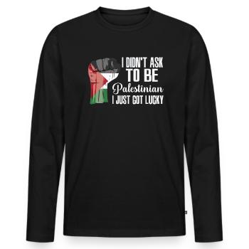 Palestinian Pride Palestine Flag Grown - Men's Premium Organic Long Sleeve Shirt - black - Front - Nico (187cm)