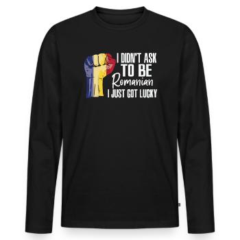 Fierté roumaine Drapeau roumain cultivé - T-shirt manches longues Premium bio Homme - noir - Devant - Nico (187cm)