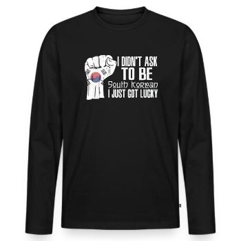 South Korean Pride South Korea Flag Grown South - Men's Premium Organic Long Sleeve Shirt - black - Front - Nico (187cm)