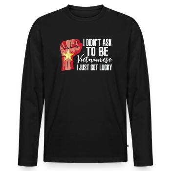 Vietnamese Pride Vietnam Flag Grown Vietnamese - Men's Premium Organic Long Sleeve Shirt - black - Front - Nico (187cm)
