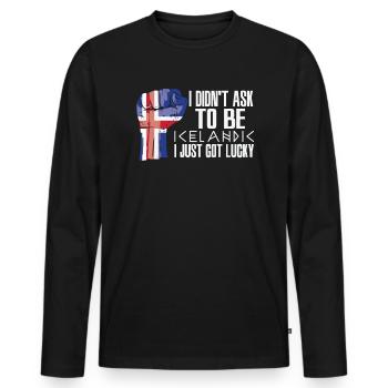 Icelandic Pride Iceland Flag Grown Icelandic - Men's Premium Organic Long Sleeve Shirt - black - Front - Nico (187cm)