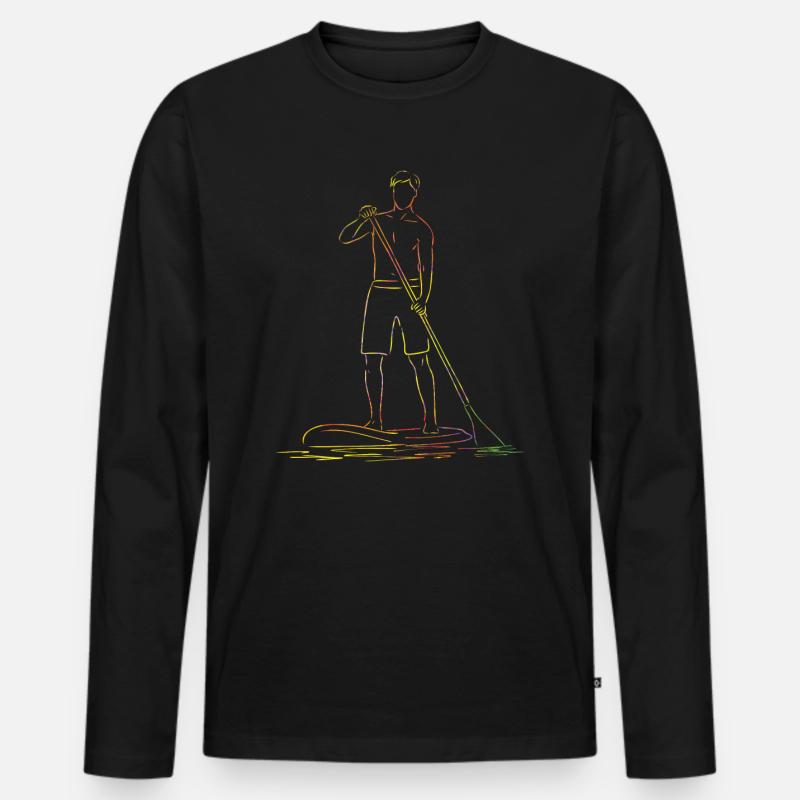 Stand Up Paddling Stand Up Board Sup - Männer Premium Bio Langarmshirt - Schwarz