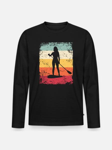 Stand Up Paddling Stand Up Board Sup - Men's Premium Organic Long Sleeve Shirt - black