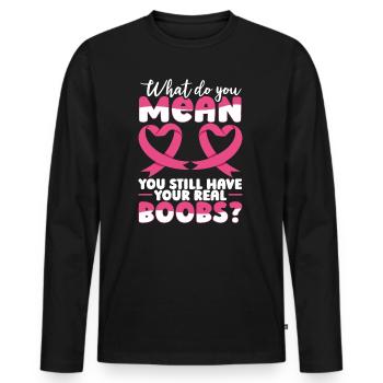 Brustkrebs-Pin Brustkrebs-Bewusstseinswoche - Männer Premium Bio Langarmshirt - Schwarz - Vorne - Nico (187cm)