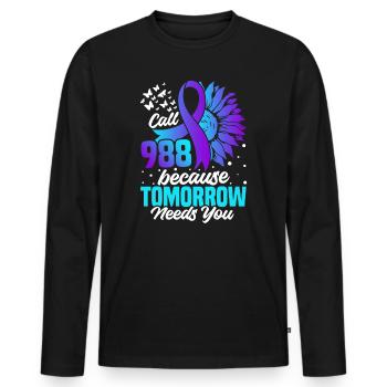Bande de prévention du suicide : Sensibilisation à la - T-shirt manches longues Premium bio Homme - noir - Devant - Nico (187cm)