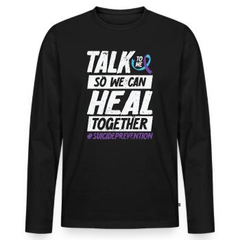 Sensibilisation à la prévention du suicide 988 - T-shirt manches longues Premium bio Homme - noir - Devant - Nico (187cm)