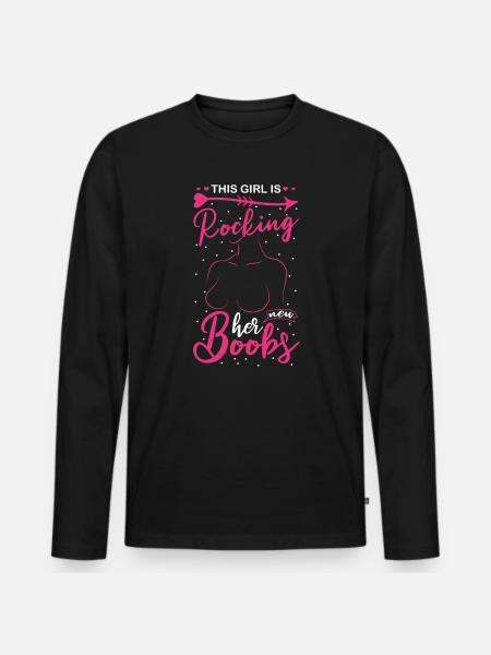Breast Cancer Pins Ribbon Breast Cancer Awareness - Men's Premium Organic Long Sleeve Shirt - black