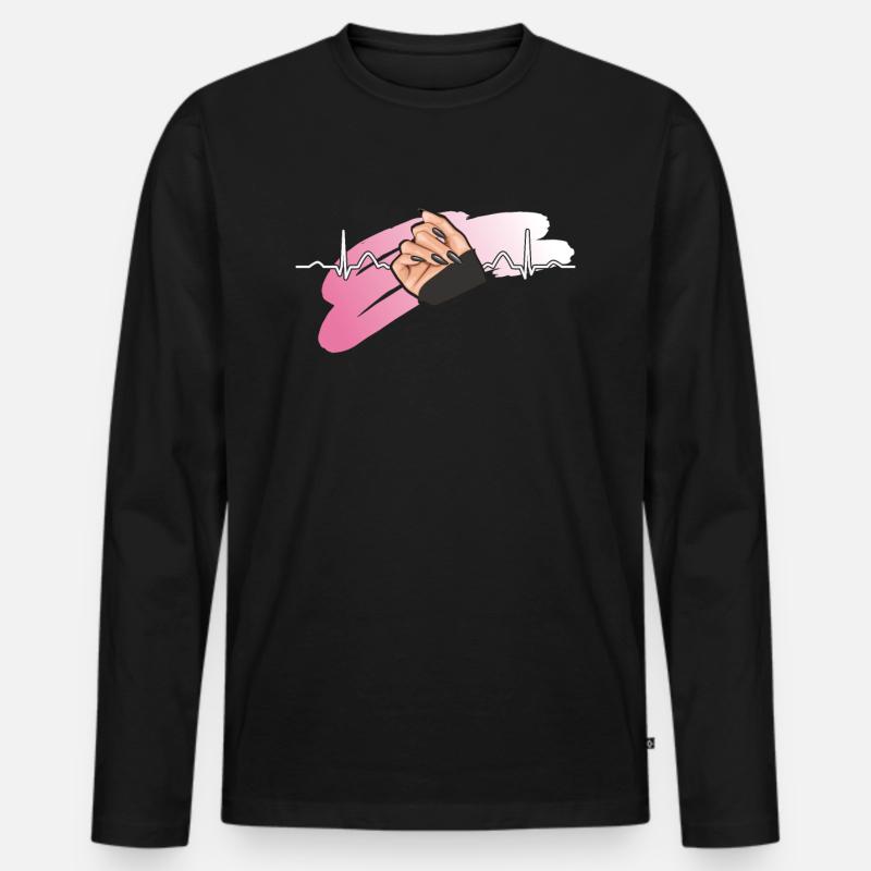 Heartbeat Naildesign Nagelstudio Tech - Männer Premium Bio Langarmshirt - Schwarz