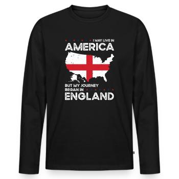 Lieu de naissance : Anglais, Angleterre, Américain, États-Unis - T-shirt manches longues Premium bio Homme - noir - Devant - Nico (187cm)