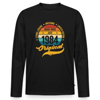Rétro 40 ans juillet 1984 anniversaire Vintage Bday - T-shirt manches longues Premium bio Homme - noir - Devant - Nico (187cm)