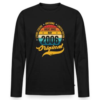 Retro 18 Years May 2006 Birthday Vintage Bday - Men's Premium Organic Long Sleeve Shirt - black - Front - Nico (187cm)