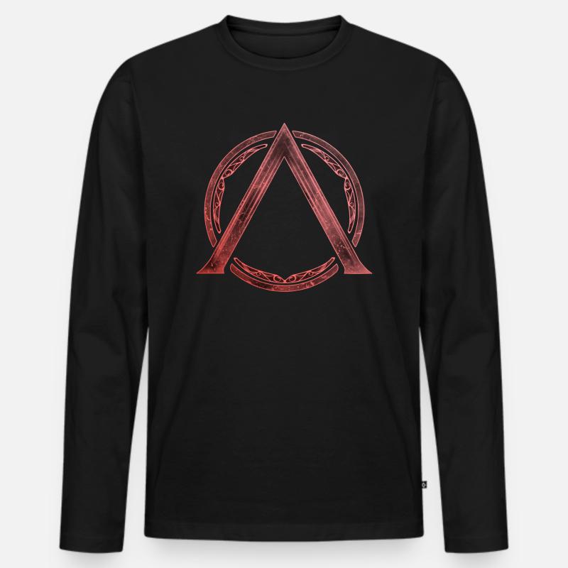 Sparta Lambda Symbol Feuerrot - Männer Premium Bio Langarmshirt - Schwarz