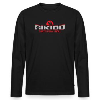 Aïkido - T-shirt manches longues Premium bio Homme - noir - Devant - Nico (187cm)