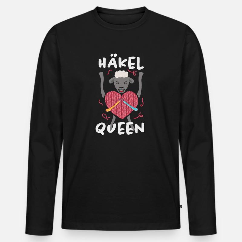 Lustiges Häkelqueen Geschenk - Männer Premium Bio Langarmshirt - Schwarz