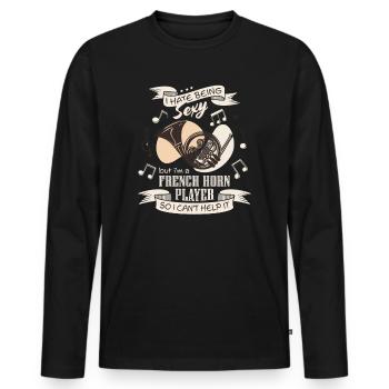 Ich hasse es sexy zu sein, ich spiele Waldhorn - Männer Premium Bio Langarmshirt - Schwarz - Vorne - Nico (187cm)