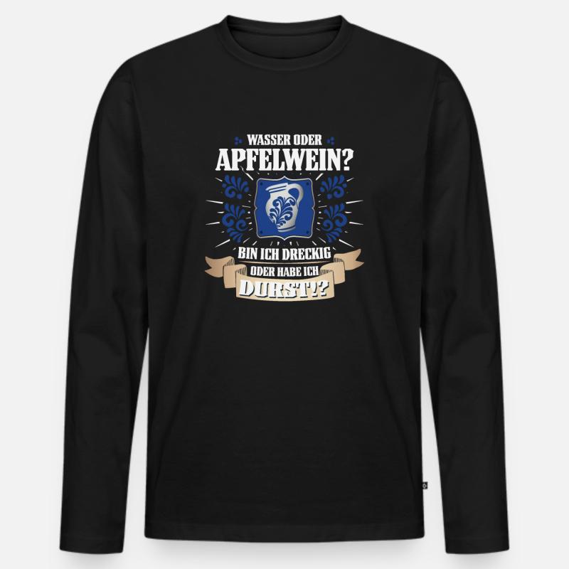 Hessischer Äppler, Apfelwein - Männer Premium Bio Langarmshirt - Schwarz