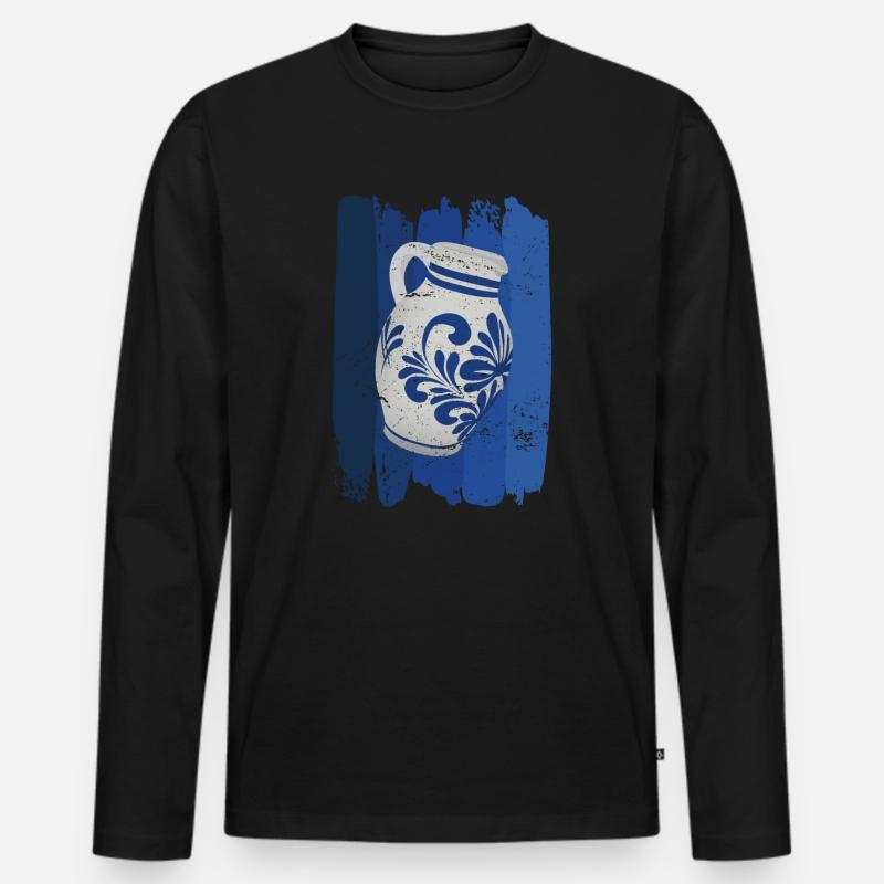 Hessischer Äppler, Apfelwein - Männer Premium Bio Langarmshirt - Schwarz