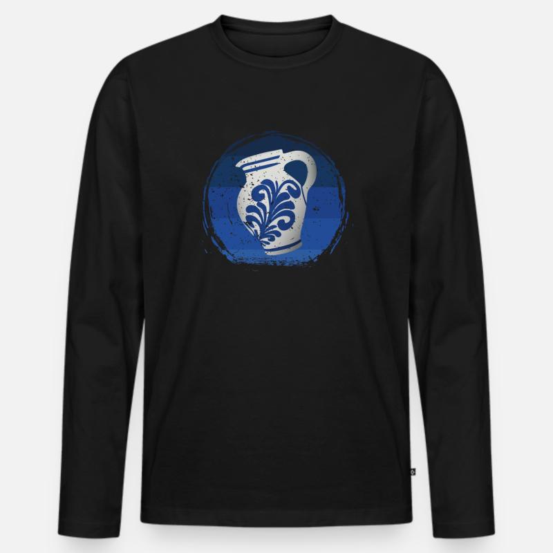 Hessischer Äppler, Apfelwein - Männer Premium Bio Langarmshirt - Schwarz