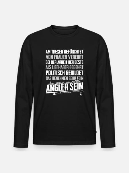 Angler - Männer Premium Bio Langarmshirt - Schwarz