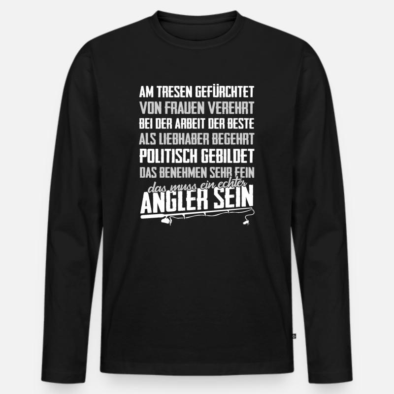 Angler - Männer Premium Bio Langarmshirt - Schwarz