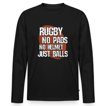 Rugby Rugby - Männer Premium Bio Langarmshirt - Schwarz - Vorne - Nico (187cm)