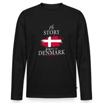 Mon histoire commence au Danemark Dänemark - T-shirt manches longues Premium bio Homme - noir - Devant - Nico (187cm)