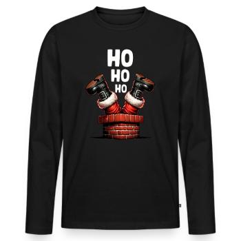 Hohoho Weihnachtsmann im Kamin - Männer Premium Bio Langarmshirt - Schwarz - Vorne - Nico (187cm)