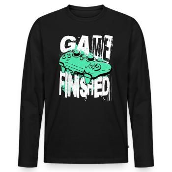 Spiel beendet Lustiges Videospiel - Männer Premium Bio Langarmshirt - Schwarz - Vorne - Nico (187cm)