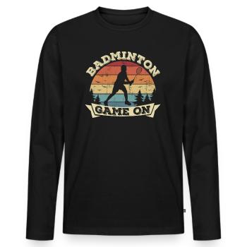 Vintage Badminton Game On Silhouette - Men's Premium Organic Long Sleeve Shirt - black - Front - Nico (187cm)