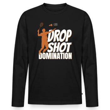 Drop Shot Domination Badminton Player - Men's Premium Organic Long Sleeve Shirt - black - Front - Nico (187cm)
