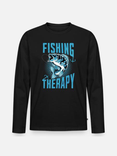 Fishing Therapy Relaxing Angler - Men's Premium Organic Long Sleeve Shirt - black