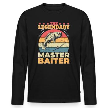 L’humour légendaire de la pêche Master Baiter - T-shirt manches longues Premium bio Homme - noir - Devant - Nico (187cm)