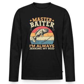 Maître Baiter Je branle toujours ma canne Funny Fish - T-shirt manches longues Premium bio Homme - noir - Devant - Nico (187cm)