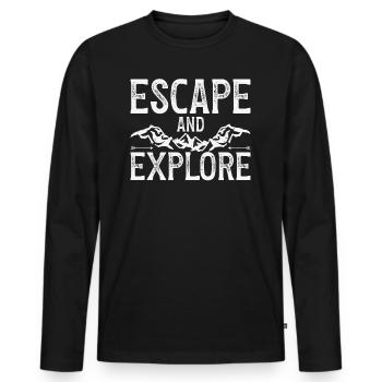Entfliehen und Abenteuer erkunden - Männer Premium Bio Langarmshirt - Schwarz - Vorne - Nico (187cm)