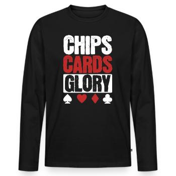 Chips, Cards, Glory Poker Lover - Men's Premium Organic Long Sleeve Shirt - black - Front - Nico (187cm)