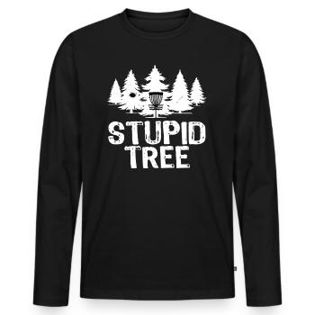 Stupid Tree Disque Golf Drôle - T-shirt manches longues Premium bio Homme - noir - Devant - Nico (187cm)