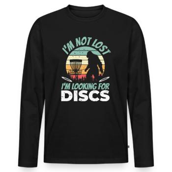 Je ne suis pas perdu Je cherche des disques Disque de golf drôle - T-shirt manches longues Premium bio Homme - noir - Devant - Nico (187cm)