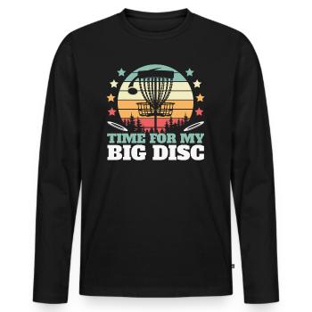 Time for My Big Disc Retro Disc Golf - Men's Premium Organic Long Sleeve Shirt - black - Front - Nico (187cm)