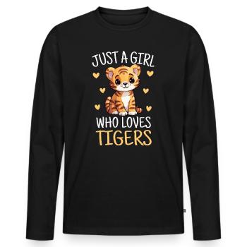 Just a Girl Who Loves Tigers Cute Cub - Men's Premium Organic Long Sleeve Shirt - black - Front - Nico (187cm)