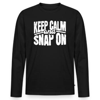 Bewahren Sie die Ruhe und machen Sie Schnappschüsse für Fotoliebhaber - Männer Premium Bio Langarmshirt - Schwarz - Vorne - Nico (187cm)