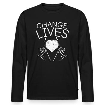 Bénévolat inspirant Change Lives - T-shirt manches longues Premium bio Homme - noir - Devant - Nico (187cm)