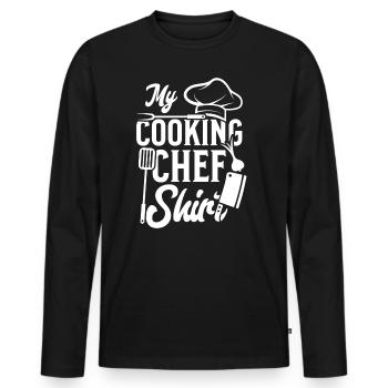Chef cuisinier Gourmand - T-shirt manches longues Premium bio Homme - noir - Devant - Nico (187cm)