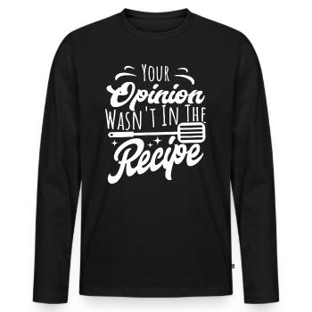 Votre avis n’était pas dans la recette Cuisine amusante - T-shirt manches longues Premium bio Homme - noir - Devant - Nico (187cm)