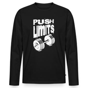 Push Limits Motivational Gym - Men's Premium Organic Long Sleeve Shirt - black - Front - Nico (187cm)