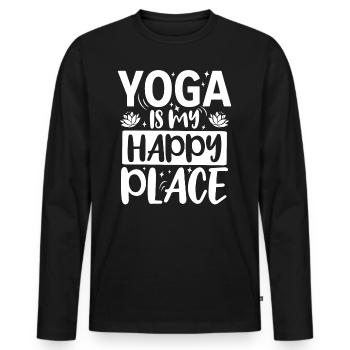 Le yoga est mon lieu de bonheur Méditation - T-shirt manches longues Premium bio Homme - noir - Devant - Nico (187cm)